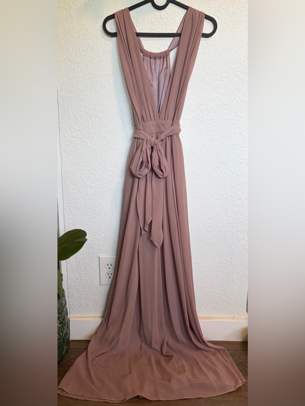 Mauve Tie-Waist Maxi Dress